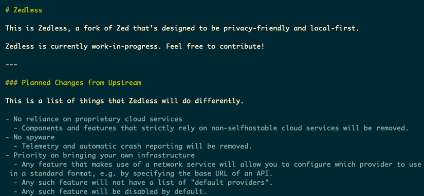 A Markdown file with syntax highlighted using a custom theme, in more muted colors.