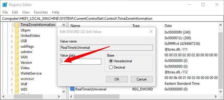 The value of the registry entry we created has been set to "1".
