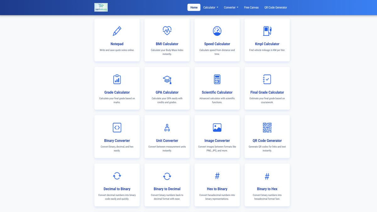 RapidTable.org — Free Online Tools & Calculators